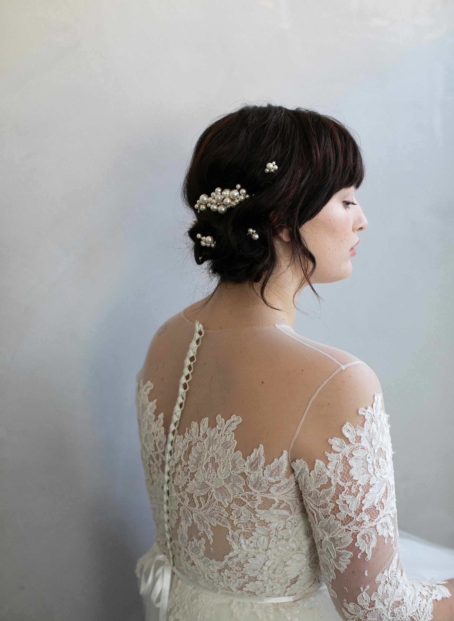 bridal hair pin set, pearl hair pins, bridal pearl hair accessory, pearl wedding accessory, twigs and honey, pearls