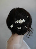 bridal hair pin set, pearl hair pins, bridal pearl hair accessory, pearl wedding accessory, twigs and honey, pearls
