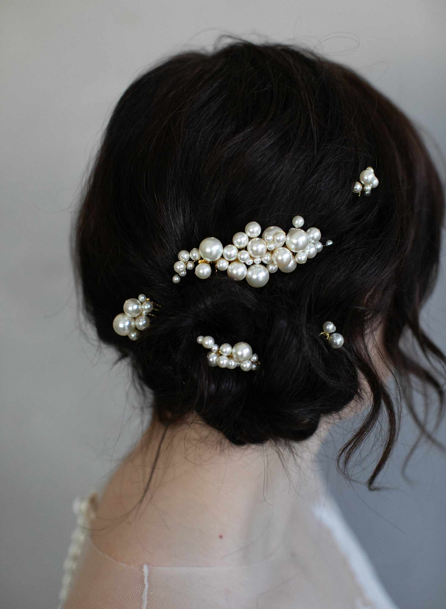 Wedding Headwear Set Crystal Pearl Hair Comb and One Tier Soft Sheer Plain Bridal Veil TSDZ038
