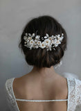 floral bridal headpiece, floral headpiece, bridal hair comb, clay flower headpiece, clay flowers, twigs and honey, bridal hair accessory