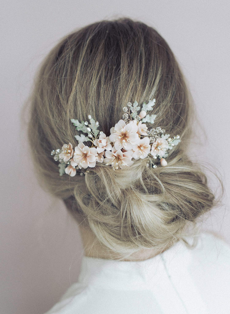 bridal hair comb, hair comb, bridal hair accessory, floral hair comb, floral bridal accessory, twigs and honey