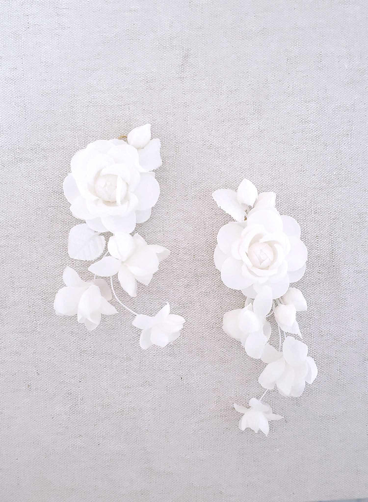 Silk flower cascading earrings - Style #948