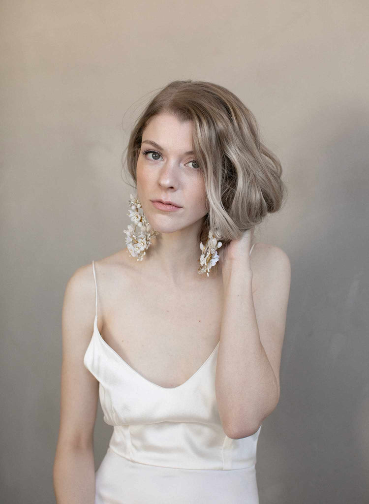 bridal earrings, floral earrings, bridal jewelry, jewelry, earrings, bridal accessory, twigs and honey