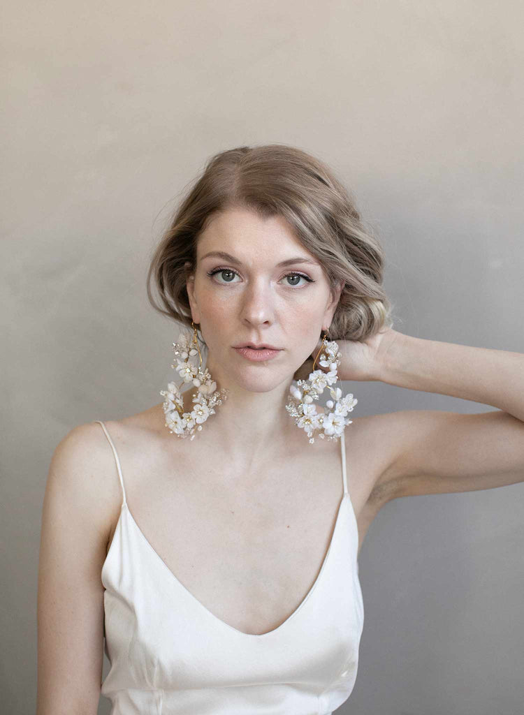 bridal earrings, floral earrings, bridal jewelry, jewelry, earrings, bridal accessory, twigs and honey