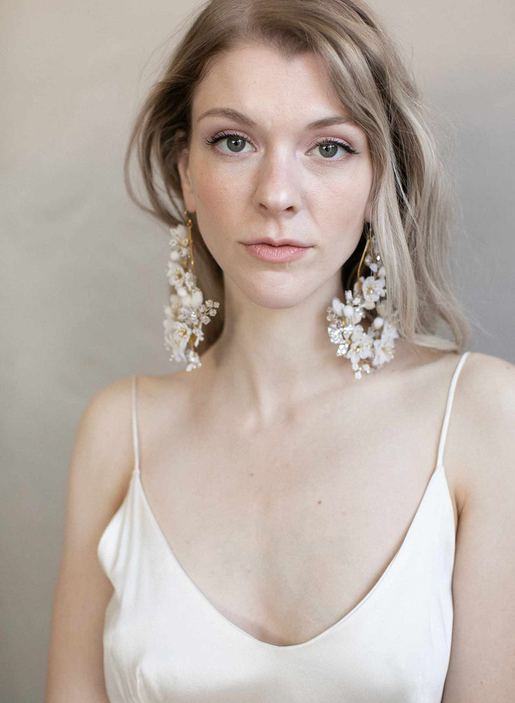 bridal earrings, floral earrings, bridal jewelry, jewelry, earrings, bridal accessory, twigs and honey