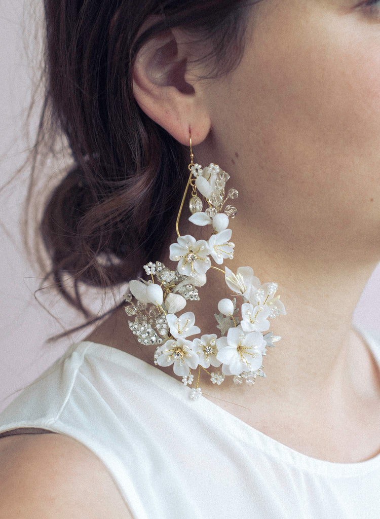 bridal earrings, floral earrings, bridal jewelry, jewelry, earrings, bridal accessory, twigs and honey
