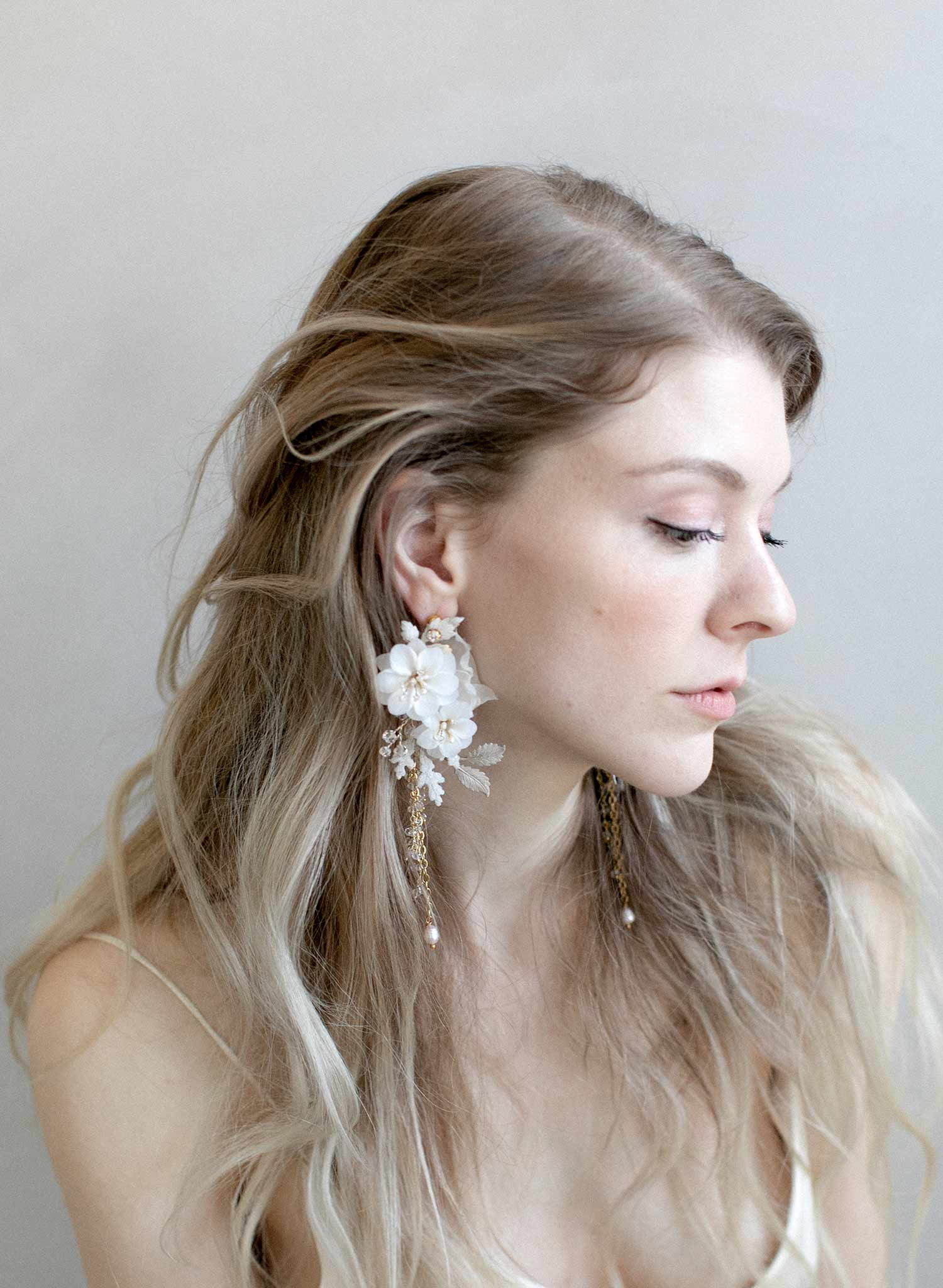 Bridal Crystal Blossom Chandelier Earrings - Dangling Crystal Blossom Earrings - Style #2381