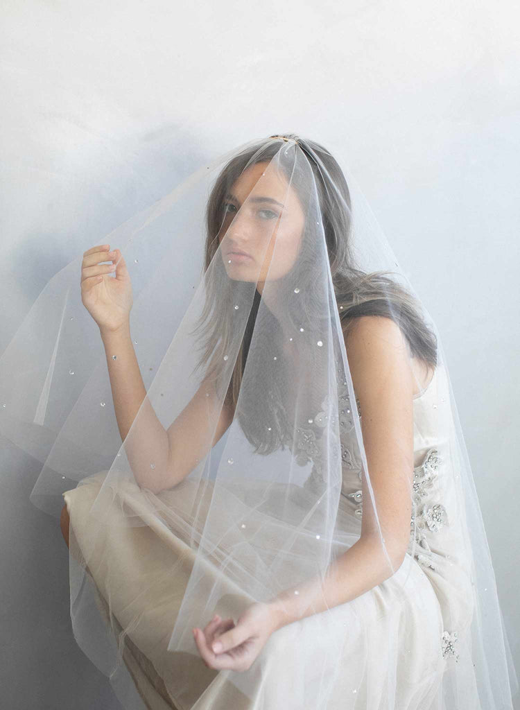 crystal veil, rhinestone veil, fingertip veil, bridal veil, wedding veil, wedding accessory, twigs and honey