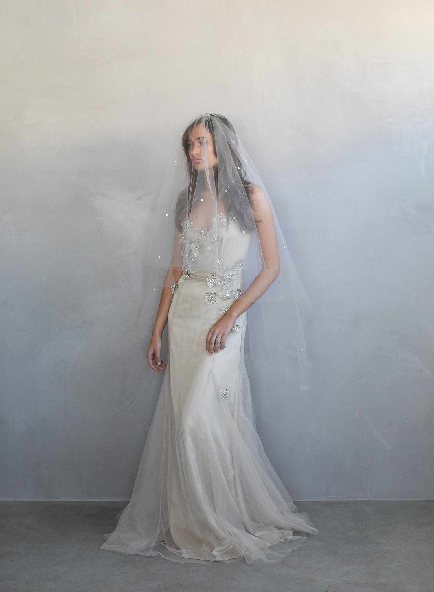 crystal veil, rhinestone veil, fingertip veil, bridal veil, wedding veil, wedding accessory, twigs and honey