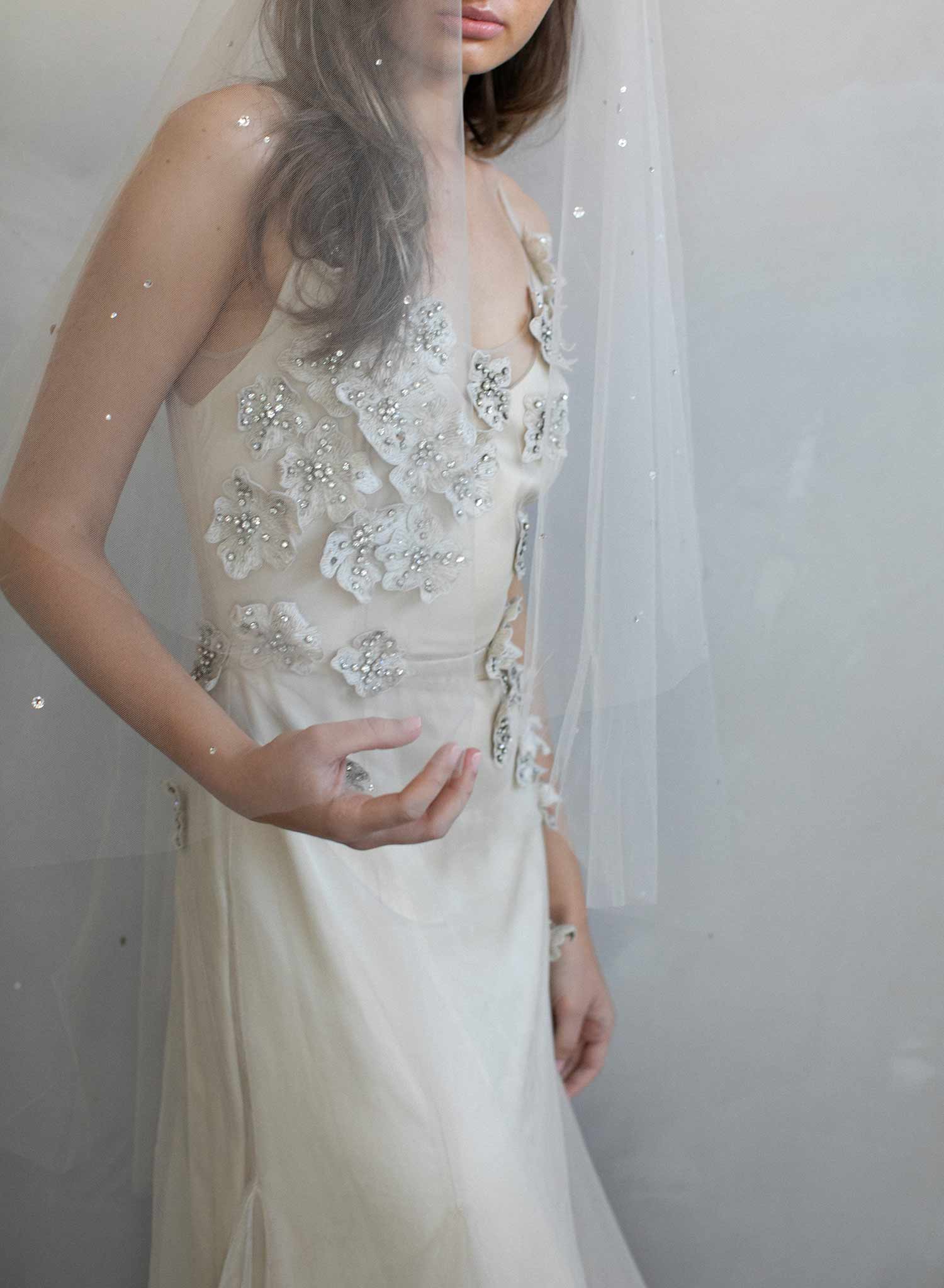 crystal veil, rhinestone veil, fingertip veil, bridal veil, wedding veil, wedding accessory, twigs and honey