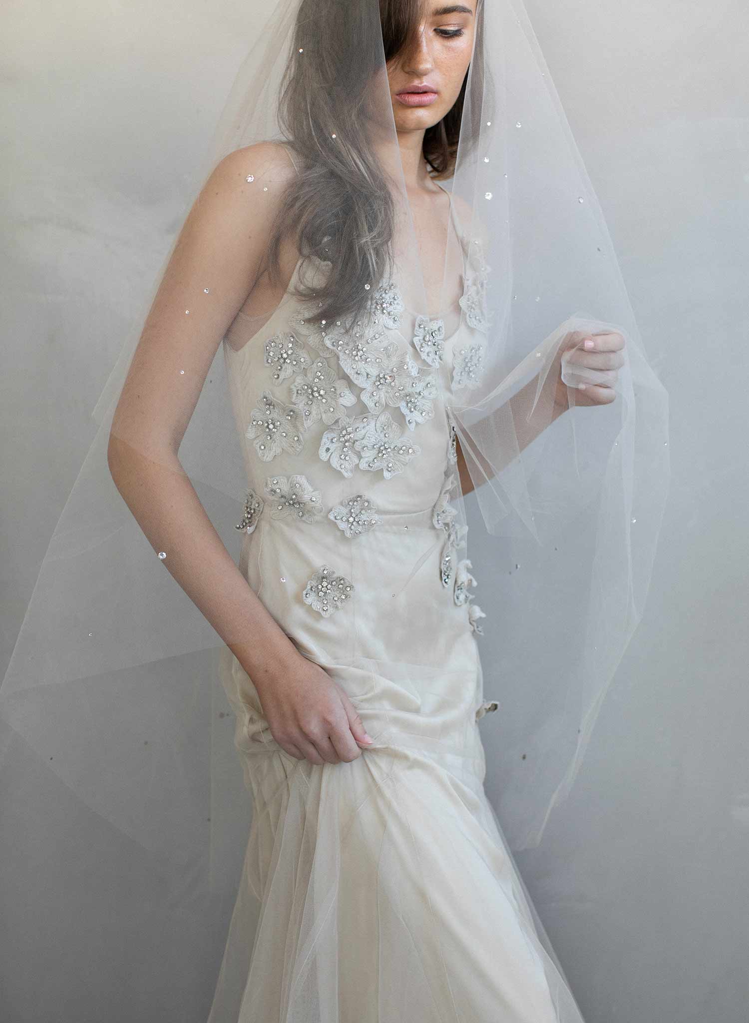 crystal veil, rhinestone veil, fingertip veil, bridal veil, wedding veil, wedding accessory, twigs and honey