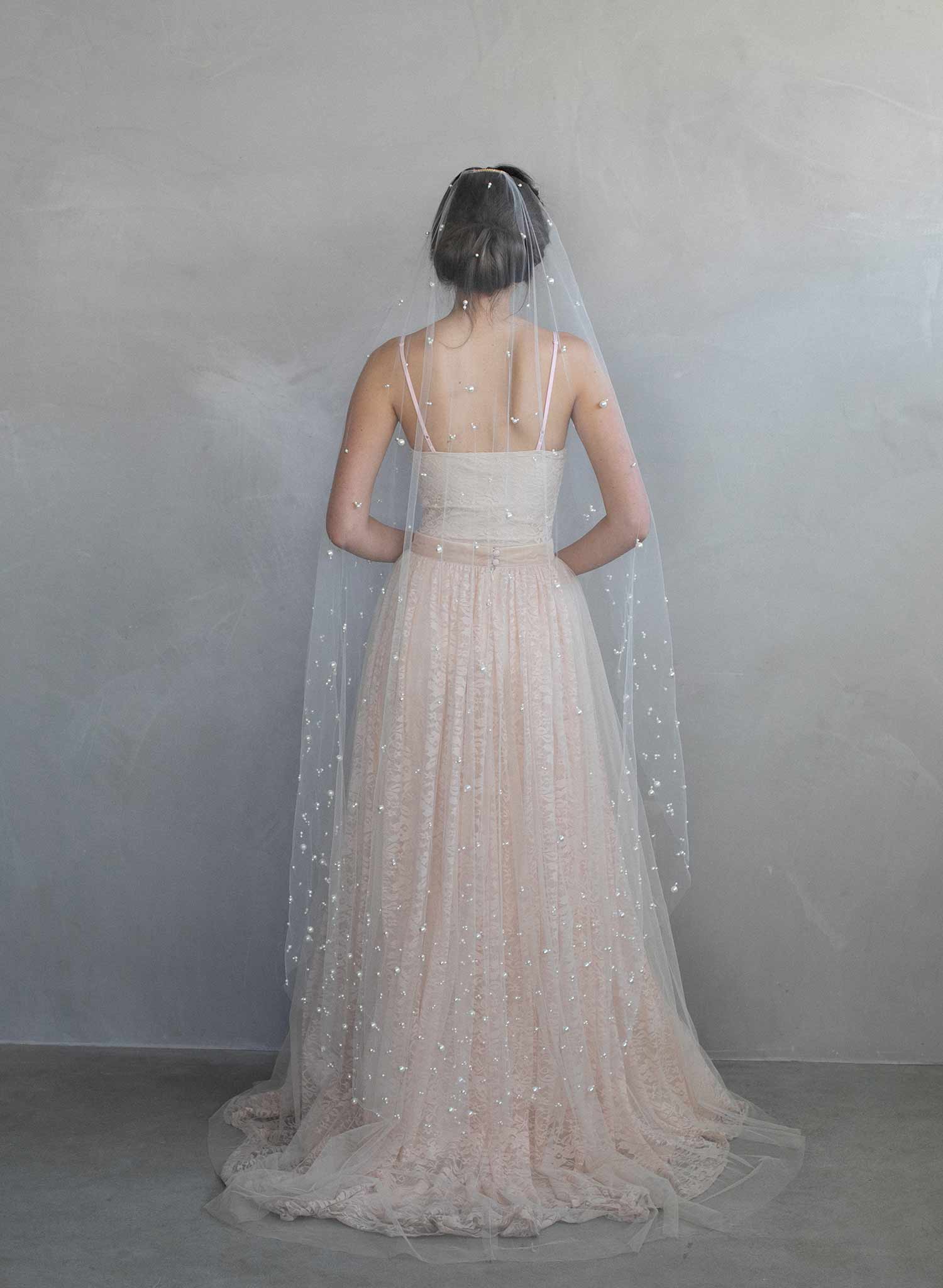 pearl bridal veil, pearl veil, ivory veil, wedding veil, twigs & honey, twigsandhoney, train veil, chapel veil