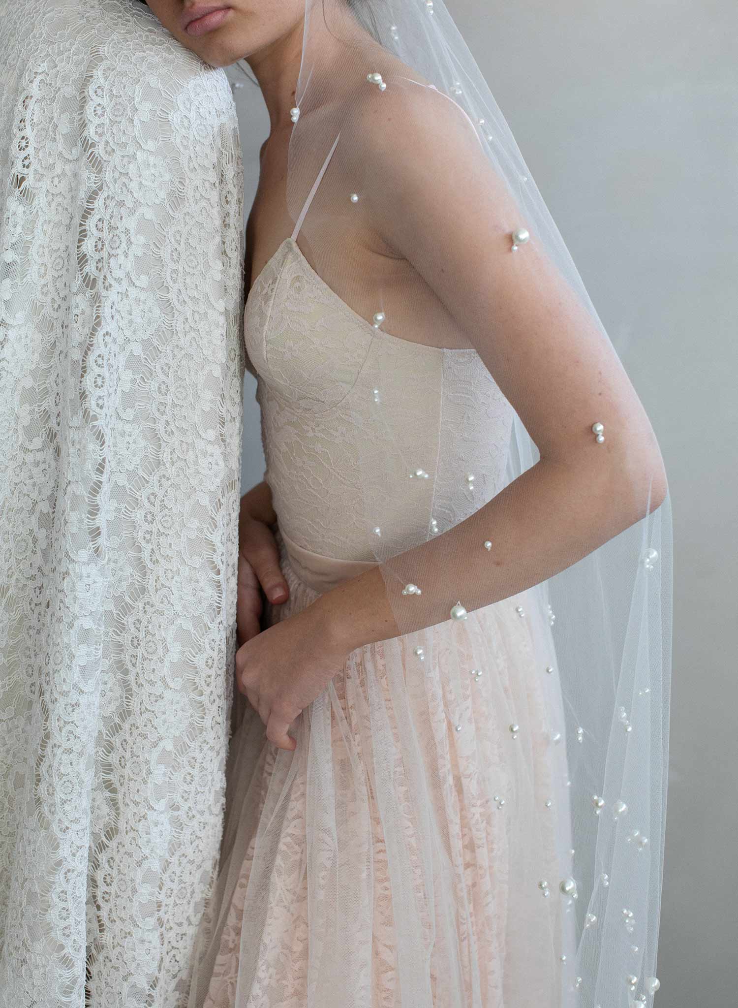 pearl bridal veil, pearl veil, ivory veil, wedding veil, twigs & honey, twigsandhoney, train veil, chapel veil