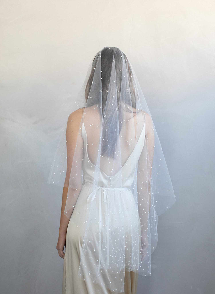pearl veil, bridal veil, wedding veil, pearl wedding veil, fingertip veil, ivory veil, twigs and honey