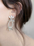 Oval crystal drop earrings - Style #971