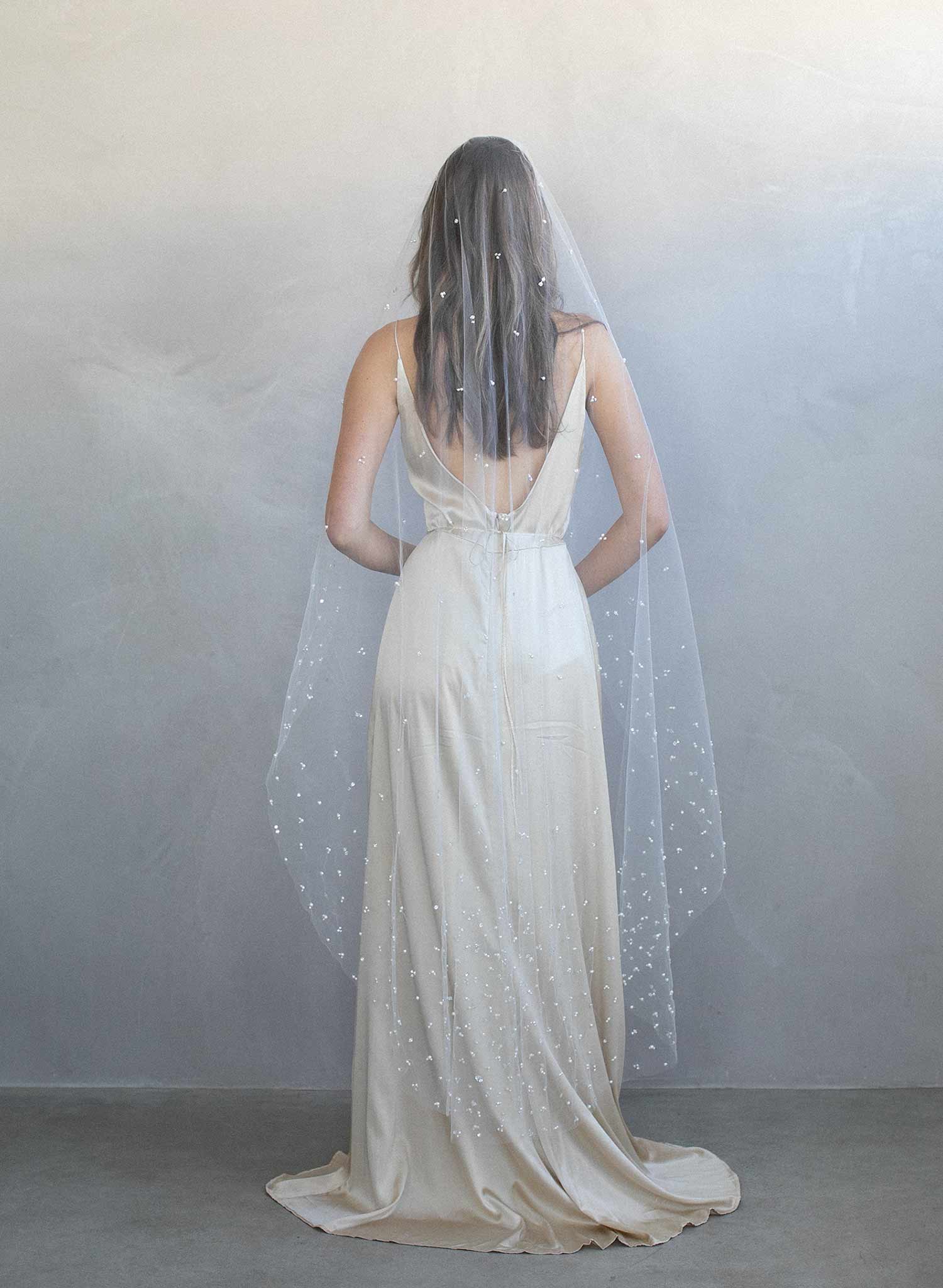Twigs & Honey Cathedral Train Veil, Bridal Floral Veil - Floral Embroidered Bridal Train Veil, Cathedral - Style #2367