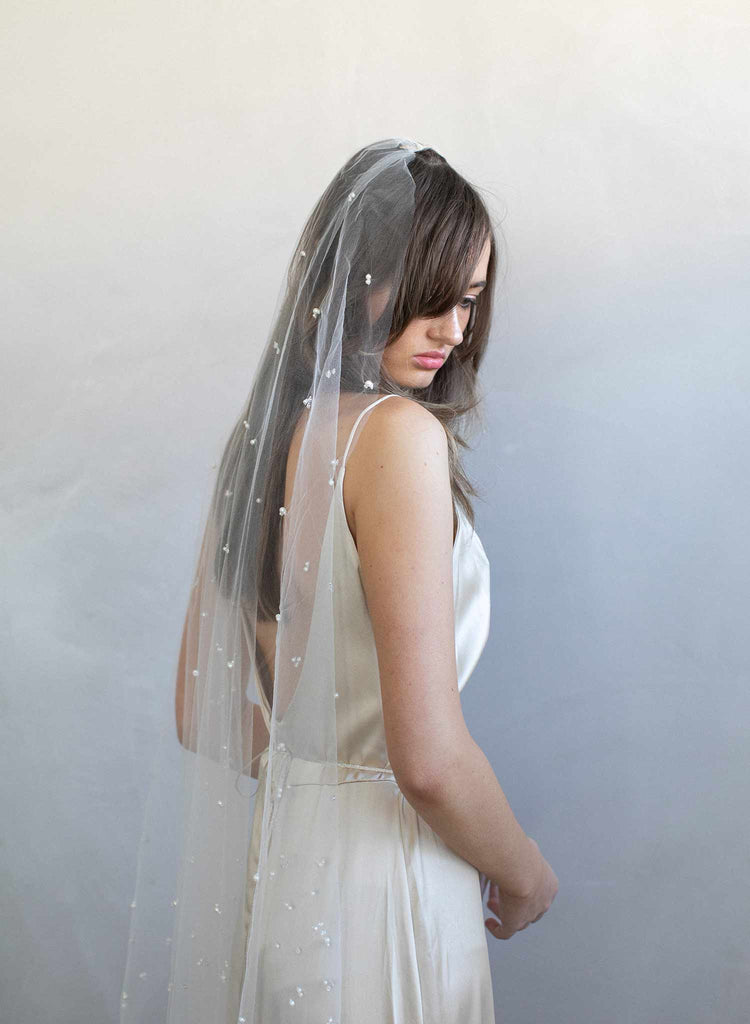 bridal veils, pearl and sequin veil, pearl veil, twigs and honey, wedding veil