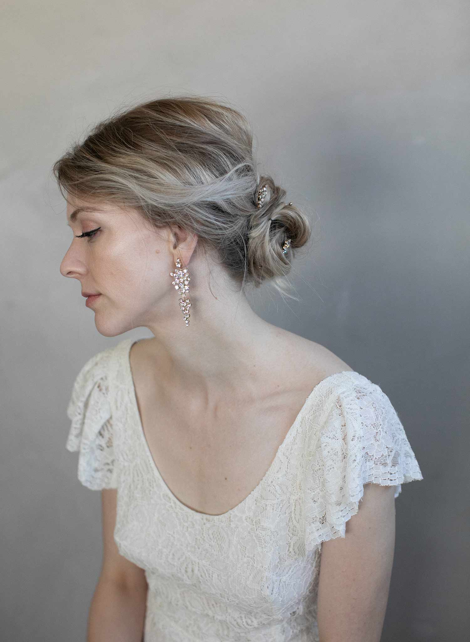 Bridal earrings, bridal jewelry, wedding accessories, crystal bridal earrings, twigs and honey