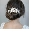 Double flower and pearl spray hair comb - Style #977