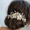 bridal floral hair comb, gold hair comb, bridal hair accessories, wedding headpiece, twigs and honey, pearls