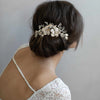 bridal floral hair comb, gold hair comb, bridal hair accessories, wedding headpiece, twigs and honey, pearls