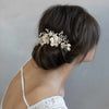 bridal floral hair comb, gold hair comb, bridal hair accessories, wedding headpiece, twigs and honey, pearls