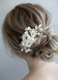 bridal floral hair comb, handmade, twigs and honey, wedding