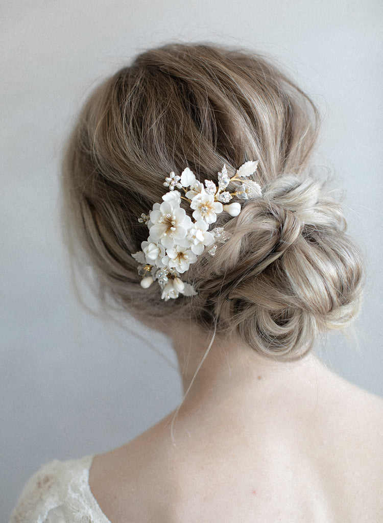 Creamy floral petite garden comb - Style #978