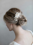 bridal floral hair comb, handmade, twigs and honey, wedding