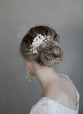 bridal floral hair comb, handmade, twigs and honey, wedding