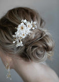 bridal floral hair comb, handmade, twigs and honey, wedding