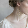 baby's breath pearl spray chandelier bridal earrings, twigs & honey