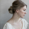 baby's breath pearl spray chandelier bridal earrings, twigs & honey