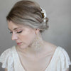 baby's breath pearl spray chandelier bridal earrings, twigs & honey