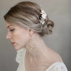 baby's breath pearl spray chandelier bridal earrings, twigs & honey