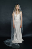bridal train veil with crystals, wedding veil, twigs and honey, tulle