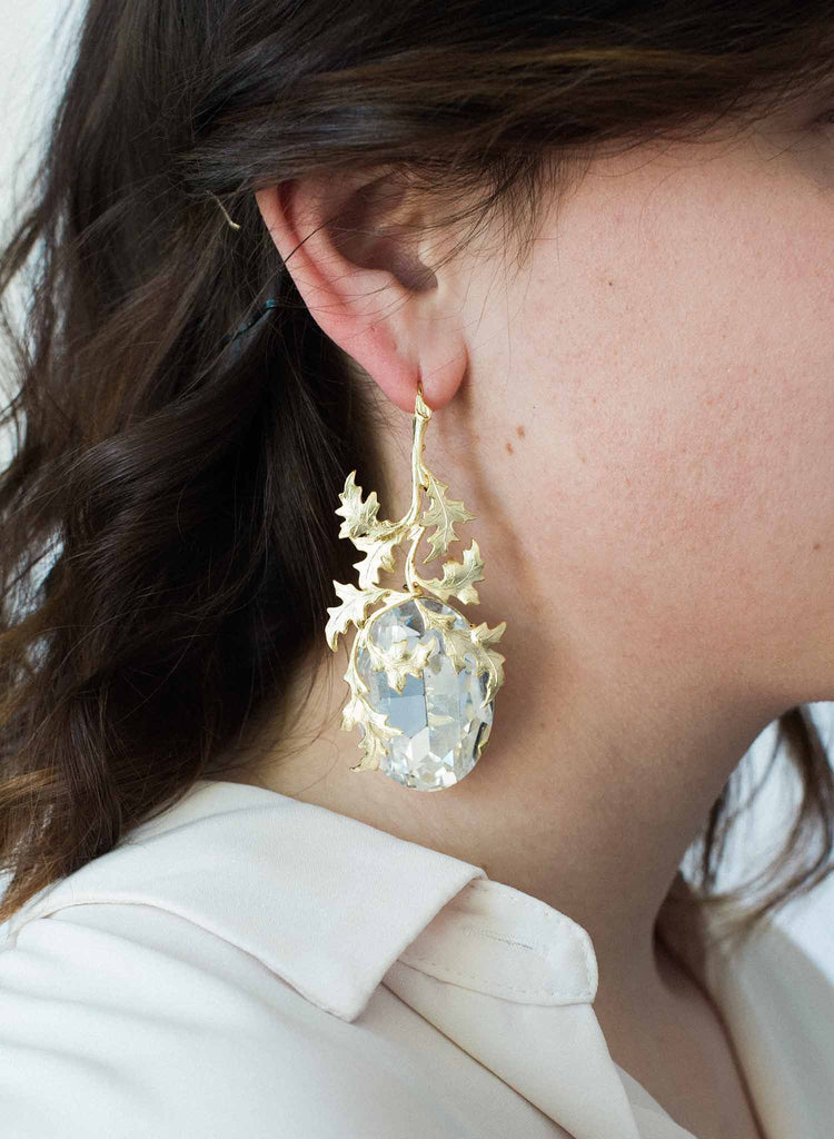 Enraptured crystal and gilded vine earrings  - Style #9027