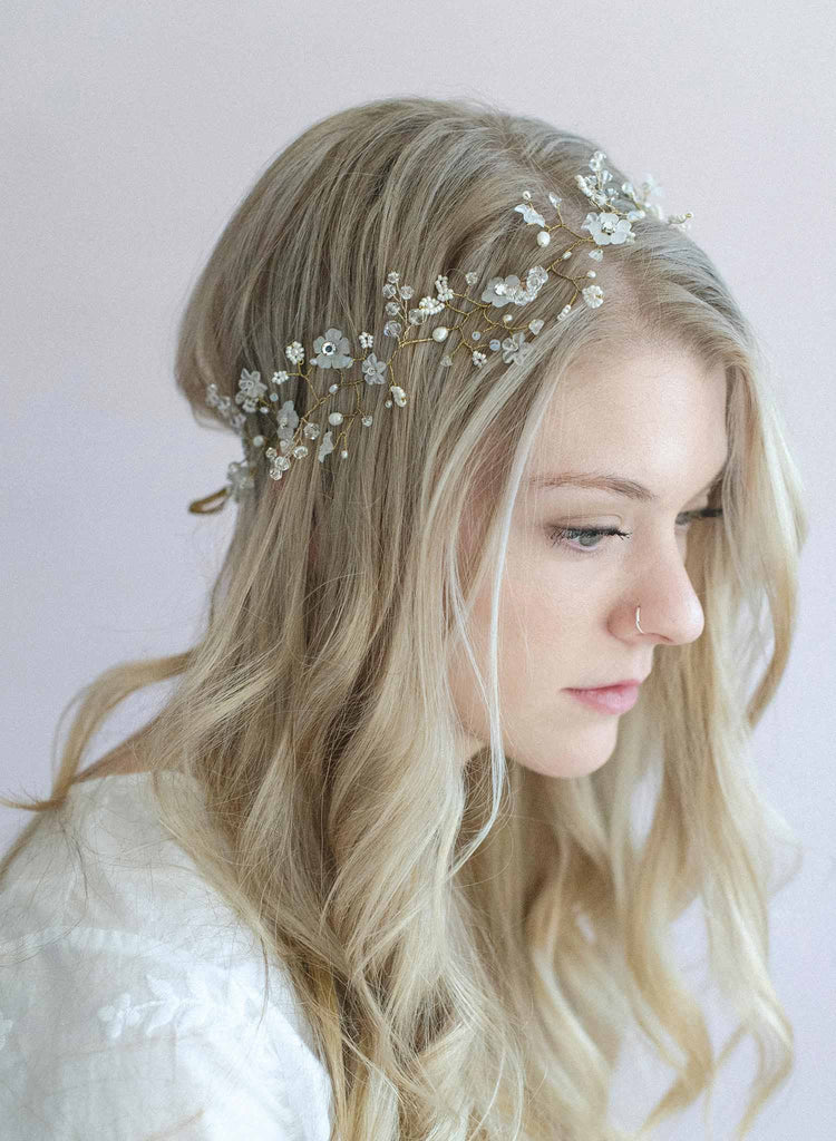hand wired hair vine, bridal hair vine, bridal accessory, twigs and honey
