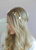 simple sugar blossom hair vine, bridal headpiece, floral hair vine, clay flowers, twigs and honey