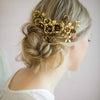 rose bridal headpiece, gold plated, antique inspired, handmade, twigs and honey