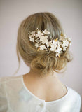 floral bridal headpiece, handmade, clay flowers, bridal hair accessory, nature inspired, twigs and honey