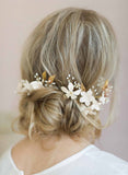 Bridal hair pins, floral bridal hair accessories, clay flowers, nature inspired, twigs and honey