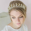 bridal tiara, crystal tiara, crystal and fern headpiece, bridal crown, vintage inspired, twigs and honey