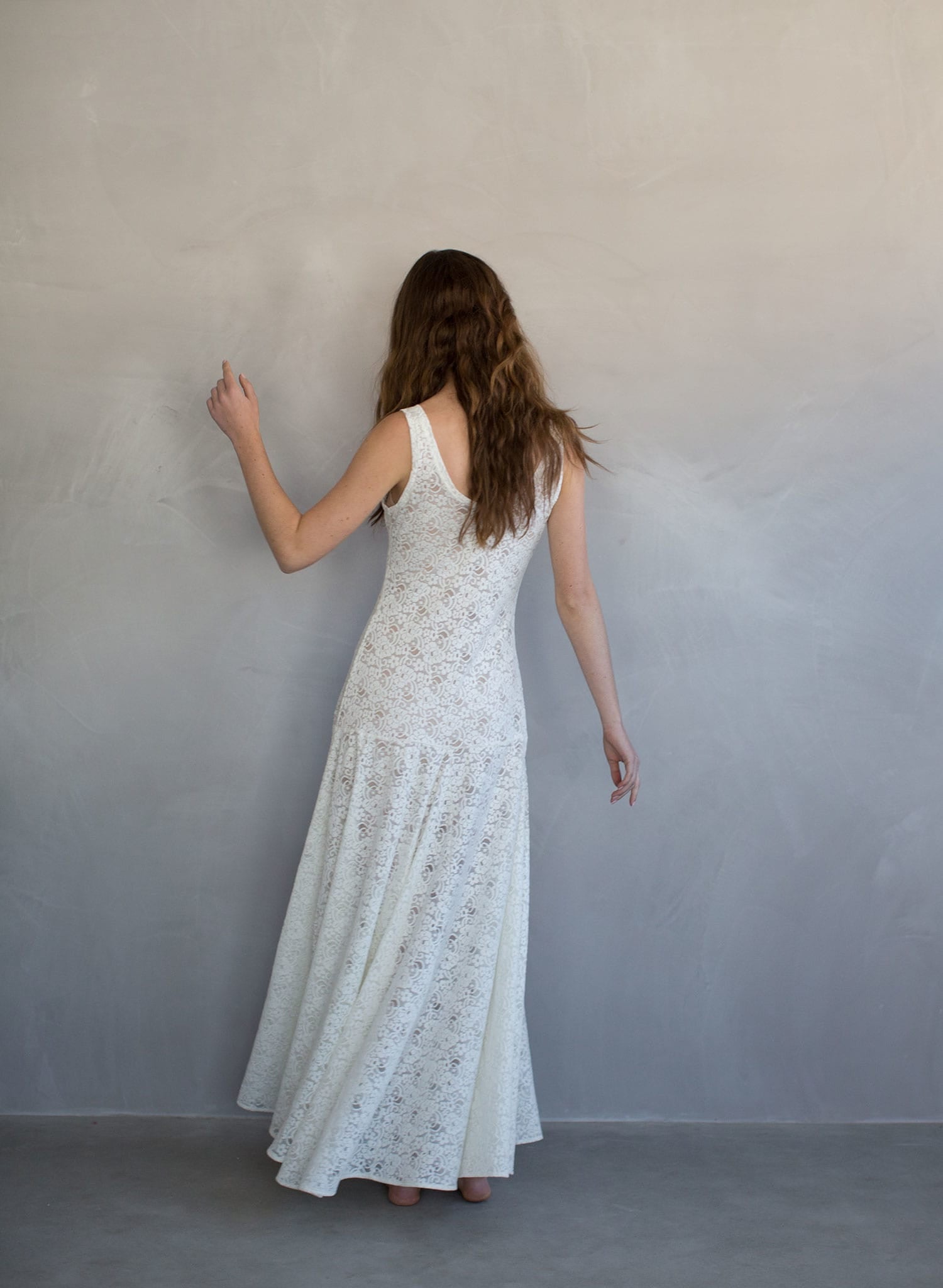 Lace slip dress, beach wedding dress, lingerie, lace gown, ivory, stretch lace, twigs and honey, twigs & honey