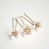 Pearlescent flowers bridal hair pin set of 3 - Style #2077