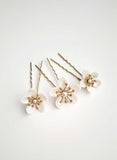 Pearlescent flowers bridal hair pin set of 3 - Style #2077