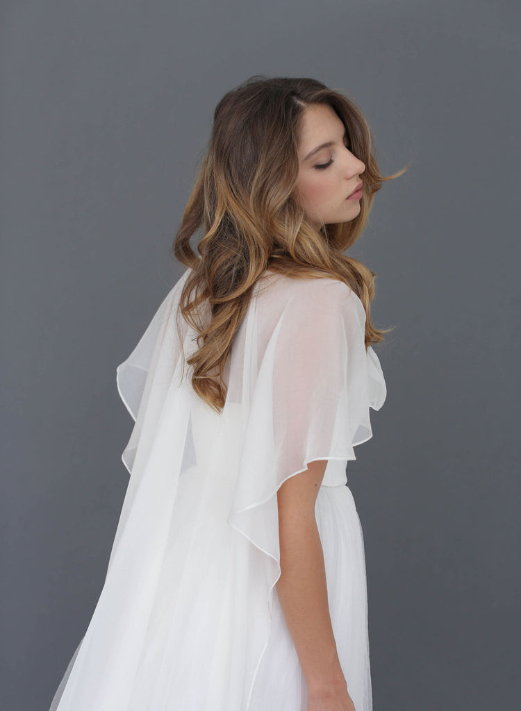 Poppy - Hi-low silk chiffon capelet - Style #TH016