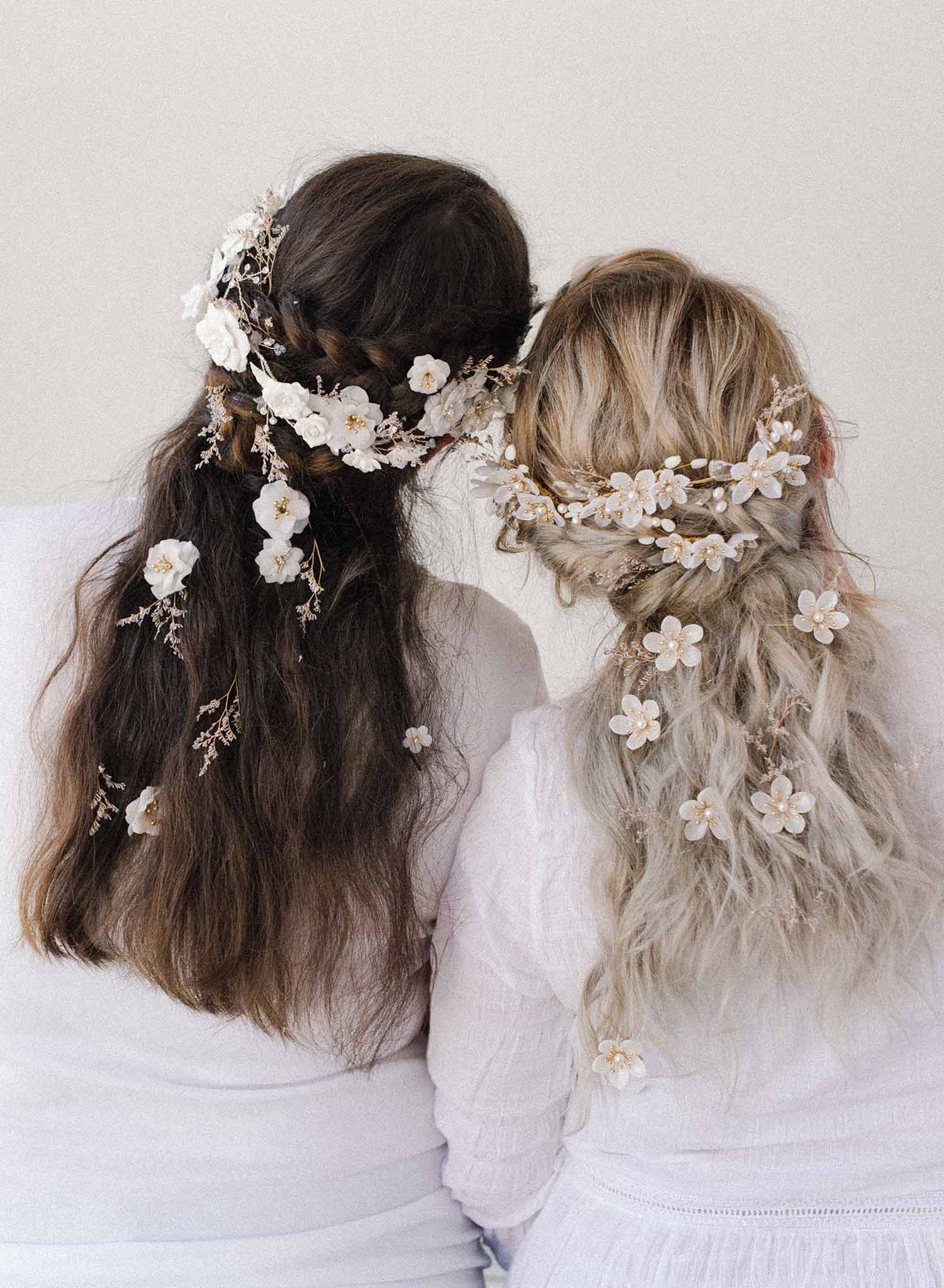 gjorde det Tilsvarende Brutal Bridal hairpin set by Twigs & honey, wedding accessories - Pearlescent  flowers bridal hair pin set of 3 - Style #2077 | Twigs & Honey ®, LLC
