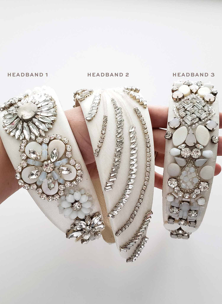 embroidered bridal crystal headband by twigs & honey