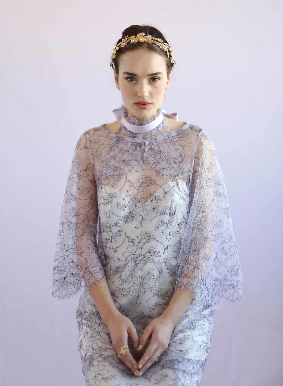 Chiffon and Lace Hlater Long Gowns Wisteria